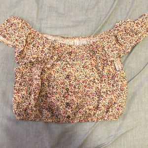 off shoulder flower crop top